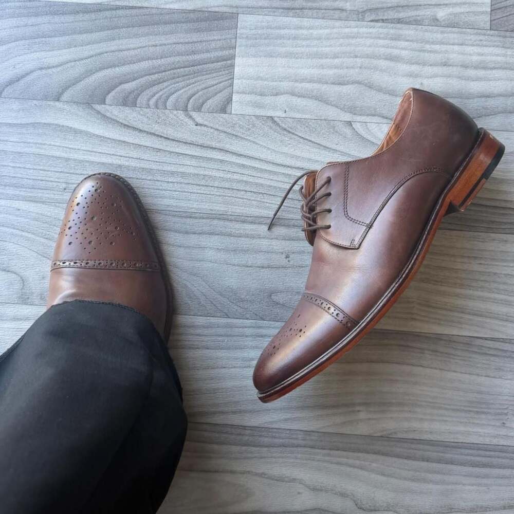 Express Brown Leather Cap Toe Oxford Dress Shoes
